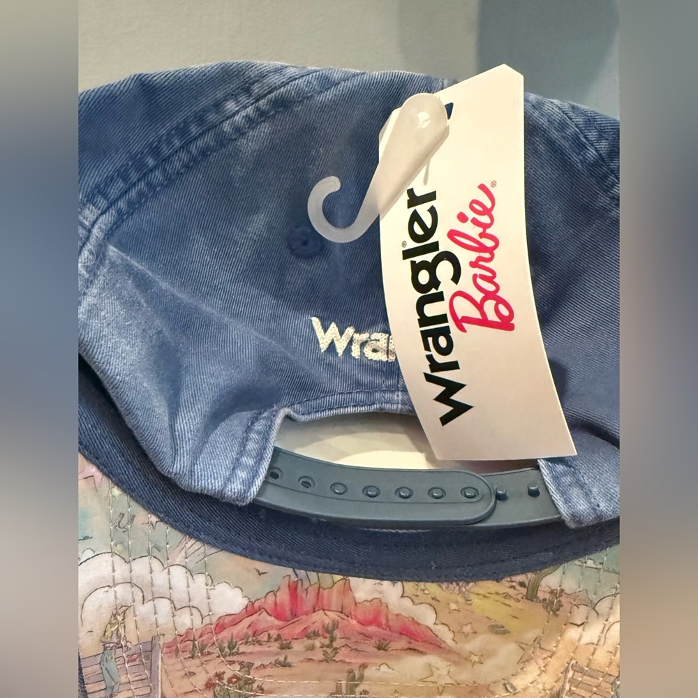 Wrangler Barbie Embroidered Snapback Adult Blue Washed Denim Hat NWT - Picture 6 of 9